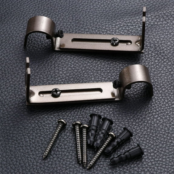 Pretyzoom 2Pcs Adjustable Coffee Curtain Rod Bracket Sturdy Iron Material Vintage Design