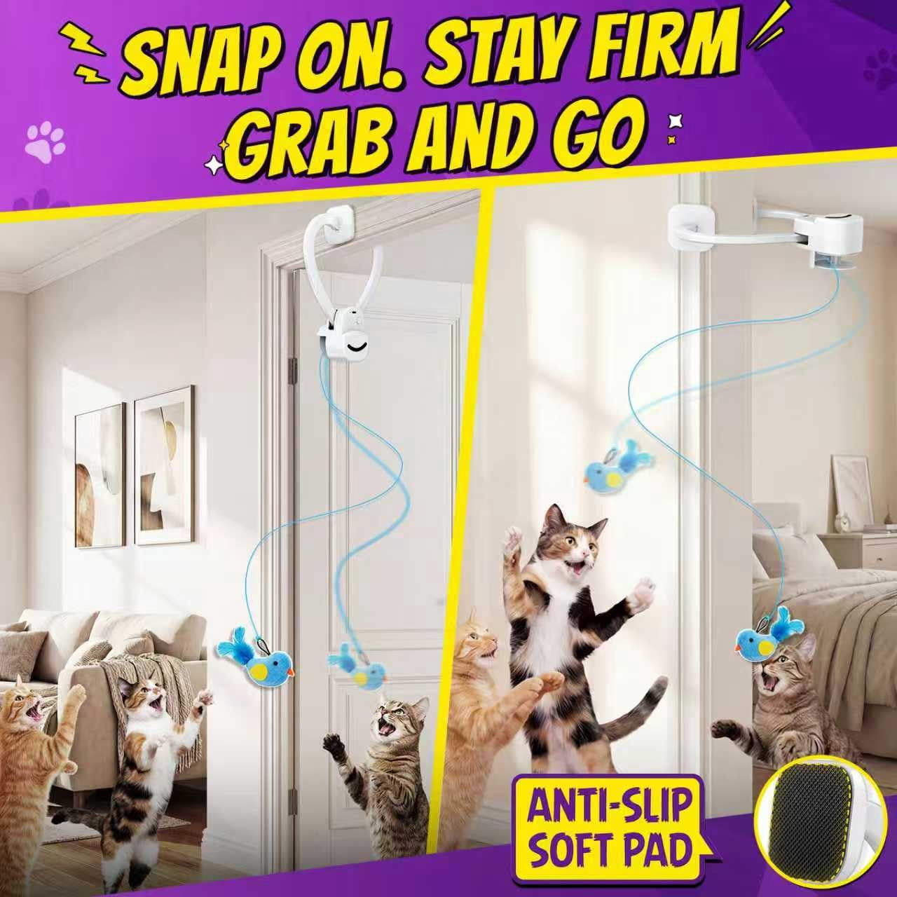 Interactive Cat Toys For Indoor Cats: Automatic Flying Bird Wand Chase Exercise Enrichment  Usb Rechargeable Durable Safe Hanging Bored Kittens Adult Multi Households