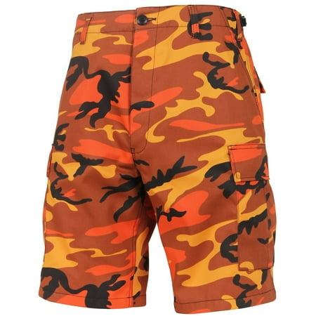 Camo Army Cargo Bdu Shorts - Rothco Colored Camo BDU Shorts - Savage Orange Camo, Medium