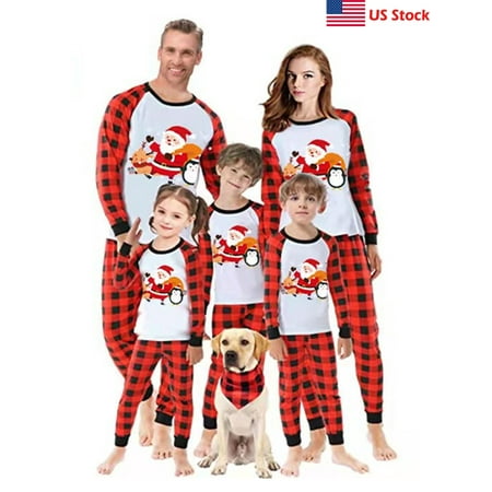

Sunisery Christmas Matching Family Pajamas Women Men Santa Penguin Cotton Pjs Elk Sleepwear