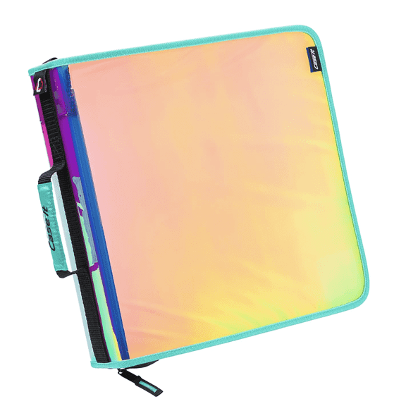 Case-it Iridescent Go Tab Zipper, 2" O-Ring with Removable 5-Color tabs, Expanding File Folder and Shoulder Strap and Handle