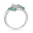 thumbnail image 2 of ANGARA Natural Emerald and Diamond Butterfly Bypass Ring in 14K White Gold for Women (Size-5x2.5mm) | May Birthstone, Birthday, Anniversary, Jewelry Gift for Women | Natural Emerald Ring, 2 of 7