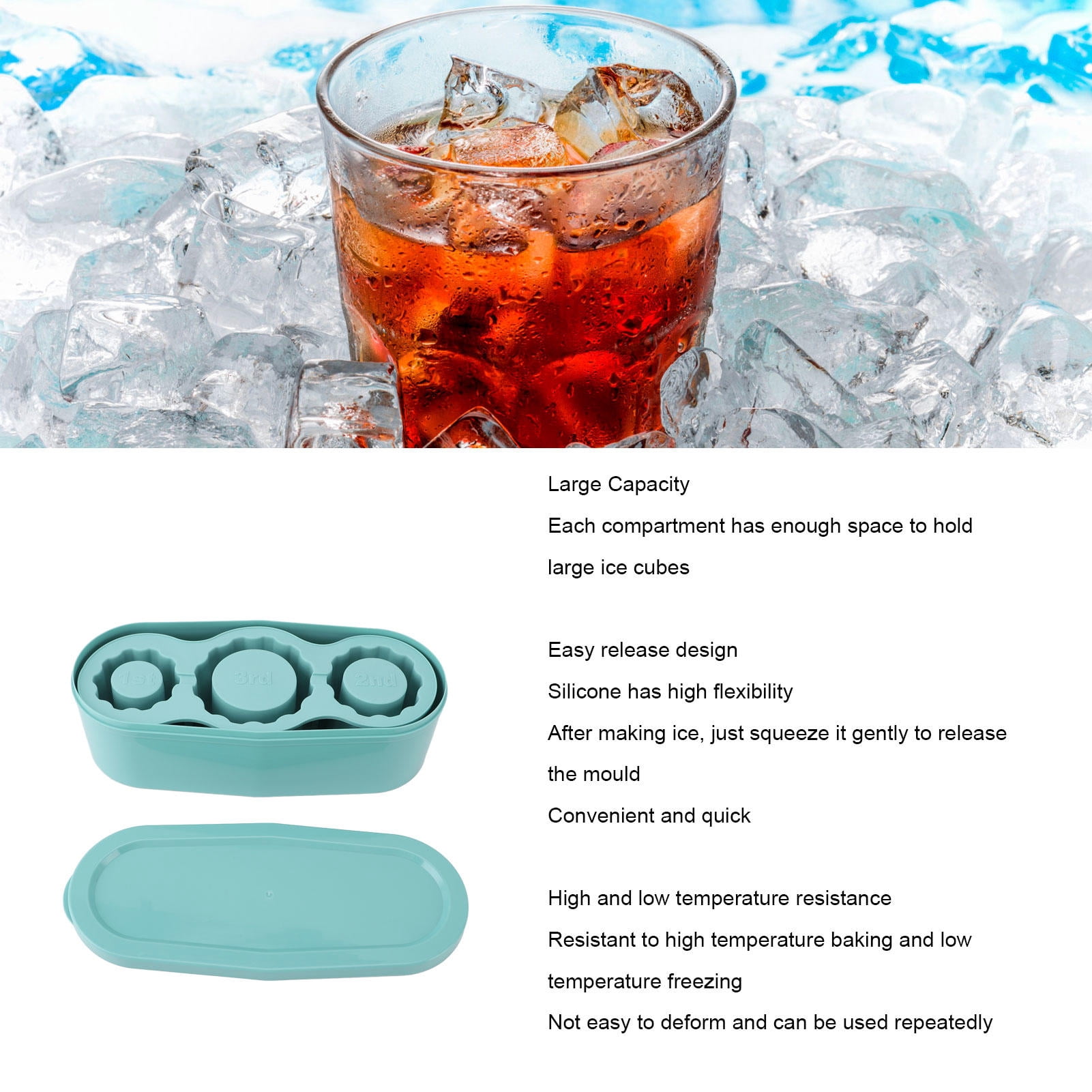 BOKYAN Large Capacity Silicone Cylinder Ice Cube Tray – Easy Release, Food‑Grade, Dishwasher Safe, Ideal for Drinks & Cocktails