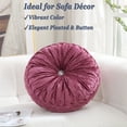 thumbnail image 3 of Velvet Pleated 15-Inch Round Throw Pillow for Home Couch Decorative (Purple, Set of 2), 3 of 6