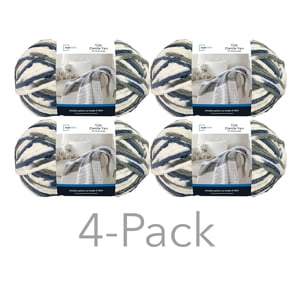 Mainstays Cozy Chenille Yarn, Multi Blue, Super Bulky 4-Pack