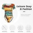 thumbnail image 5 of Lsque Beach Umbrella Sunset Women's Crew Neck Short Sleeve Bodysuit Basic T Shirts Tops Onesie Adult Cute Pajama-Small, 5 of 8