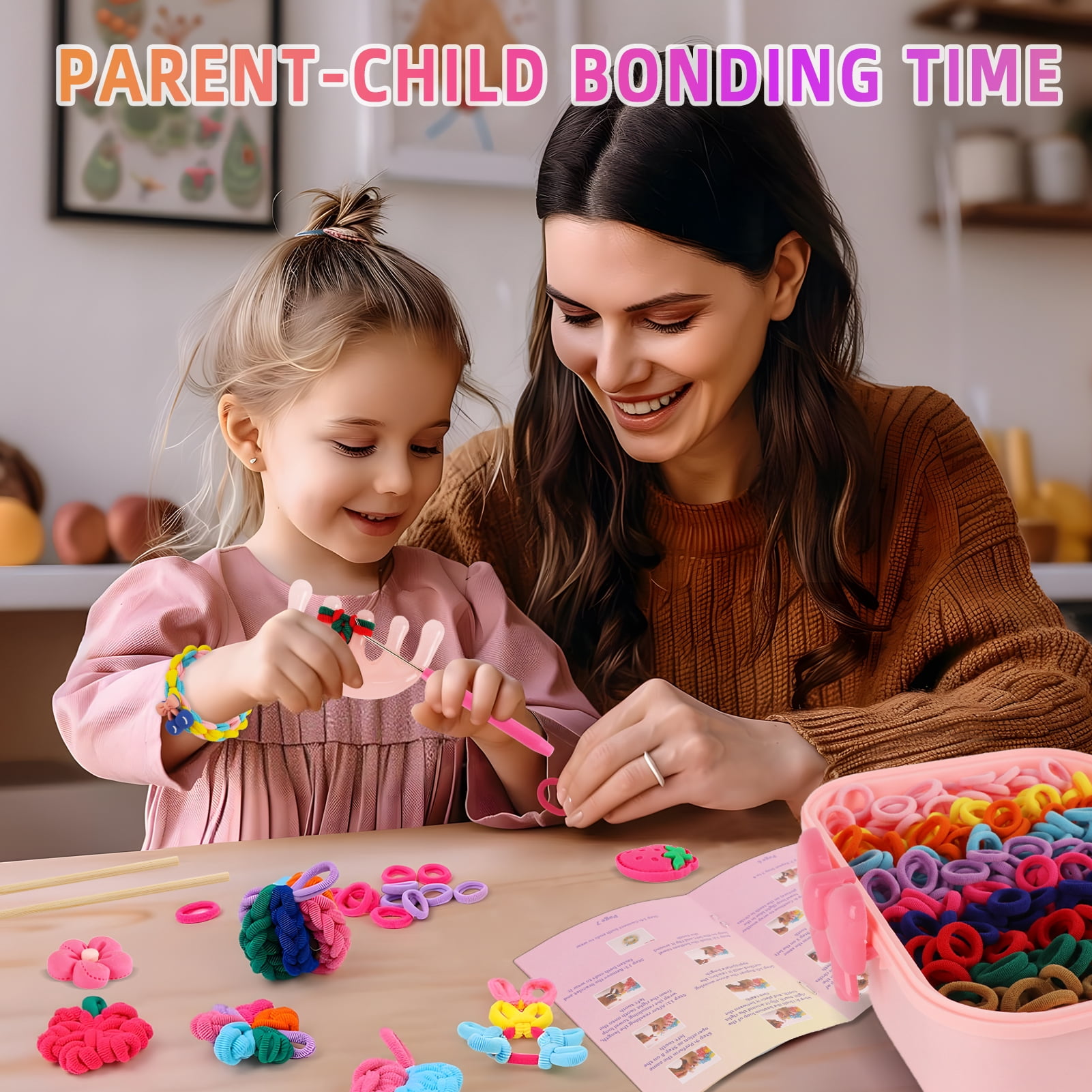 CandWuom Rubber Band Bracelet Making Kit for Girls Gift, Weaving Loom Rainbow Bracelet Kit, Birthday Gifts for Kids 6 7 9 10 11 13 Year Old, 1000+ Elastic Cloth Loops