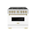 thumbnail image 2 of ZLINE Autograph Edition 36 in. 5.2 cu. ft. Classic Gas Range with 6 Burner Cooktop and Convection Gas Oven in Stainless Steel with White Matte Door and Champagne Bronze Accents (CGRZ-WM-36-CB), 2 of 2