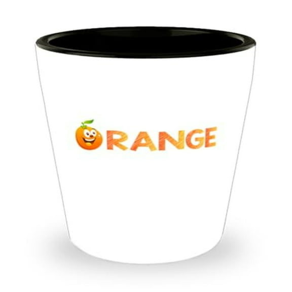 Citrus Shot Glass, Happy Orange Fruit, Vitamin Gift, Mini Glassware, 1.5oz Cup