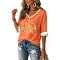 thumbnail image 5 of DORKASM Women's Halloween Shirts Short Sleeve V Neck Ghost Graphic Skull Graphic T Shirt 2026 Spider Web Skeleton Floral Shirts Cute Ghost Funny Clothes Saffron L, 5 of 5