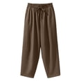 thumbnail image 6 of PWPSG Women's Elastic Waist Loose Harem Capri Pants, Breathable with Pockets Multi Colors for Daily Casual Wear Brown XXL, 6 of 7