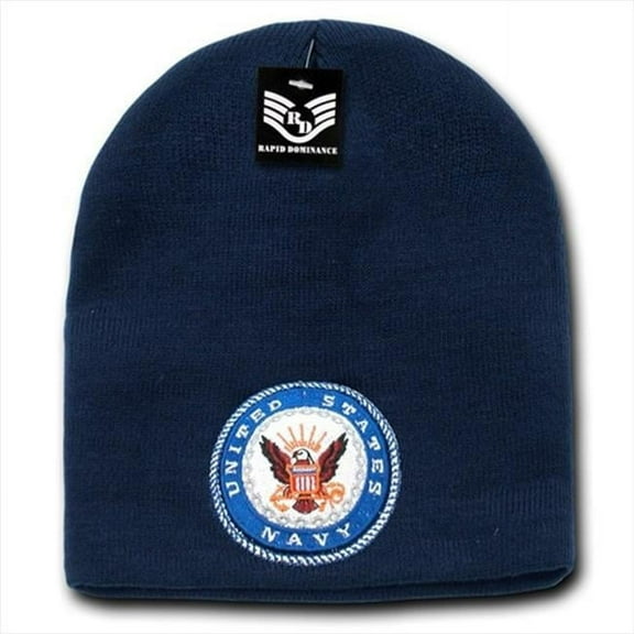 S90-NAV-EMB Classic Military Work Beanies, Navy Emb