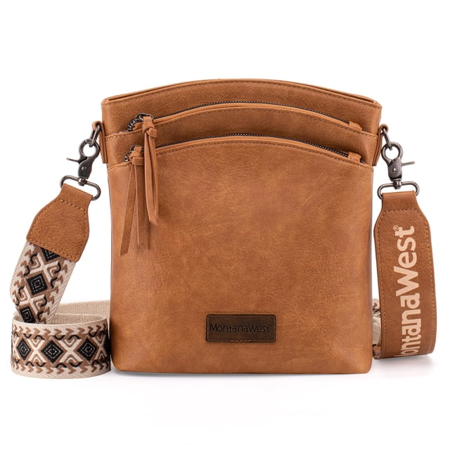 Bandolera Montana West MWC-H185BR de piel vegana, color marrón