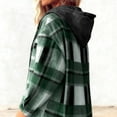 thumbnail image 3 of LIaqionyy Womens Jacket Plaid Lightweight Casual Long Sleeve Shacket Fleece Lined Hooded Jackets Warm Coat, 3 of 7