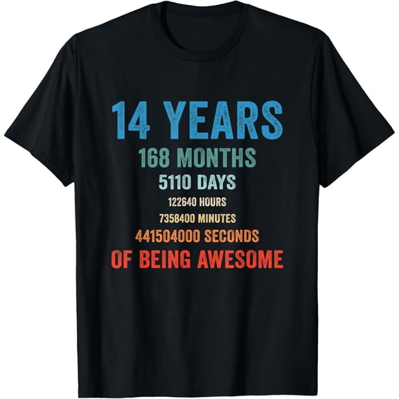 Exquisite and comfortable-Retro Vintage 14 Yrs Old 168 Months Shirt 14th Birthday Gift T-Shirt