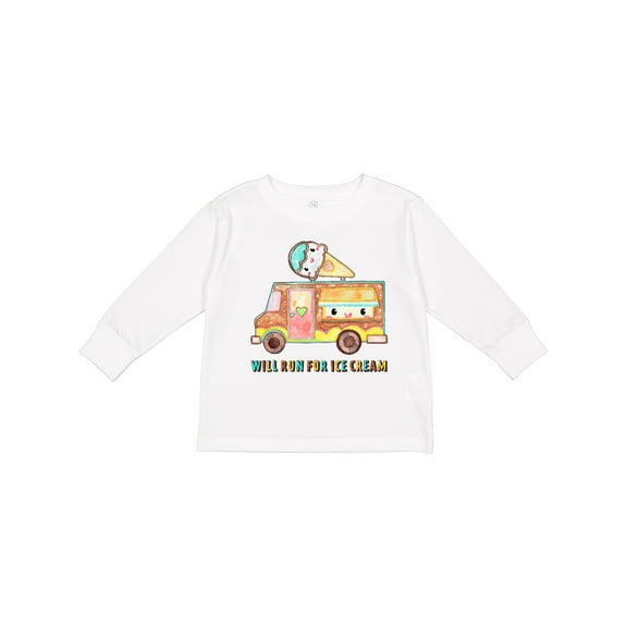 Inktastic Will Run for Ice Cream- Ice Cream Truck Boys or Girls Long Sleeve Toddler T-Shirt
