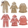 thumbnail image 2 of Pijamas de terciopelo con botones para niños y niñas, pijamas de Navidad a juego para la familia, cárdigans y abrigos con capucha, nuevo estilo, 2023, 2 of 4