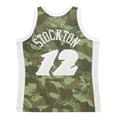 thumbnail image 3 of Men's Mitchell & Ness John Stockton Camo Utah Jazz Hardwood Classics 1998/99 Ghost Green Swingman Jersey, 3 of 4