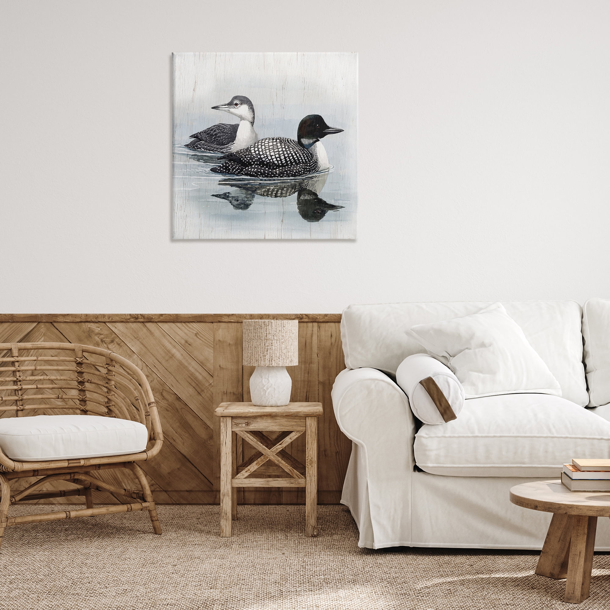 Stupell Industries Traditional Loons Wading Animals Painting Wrapped Canvas Art Print Wall Art, 30 x 30