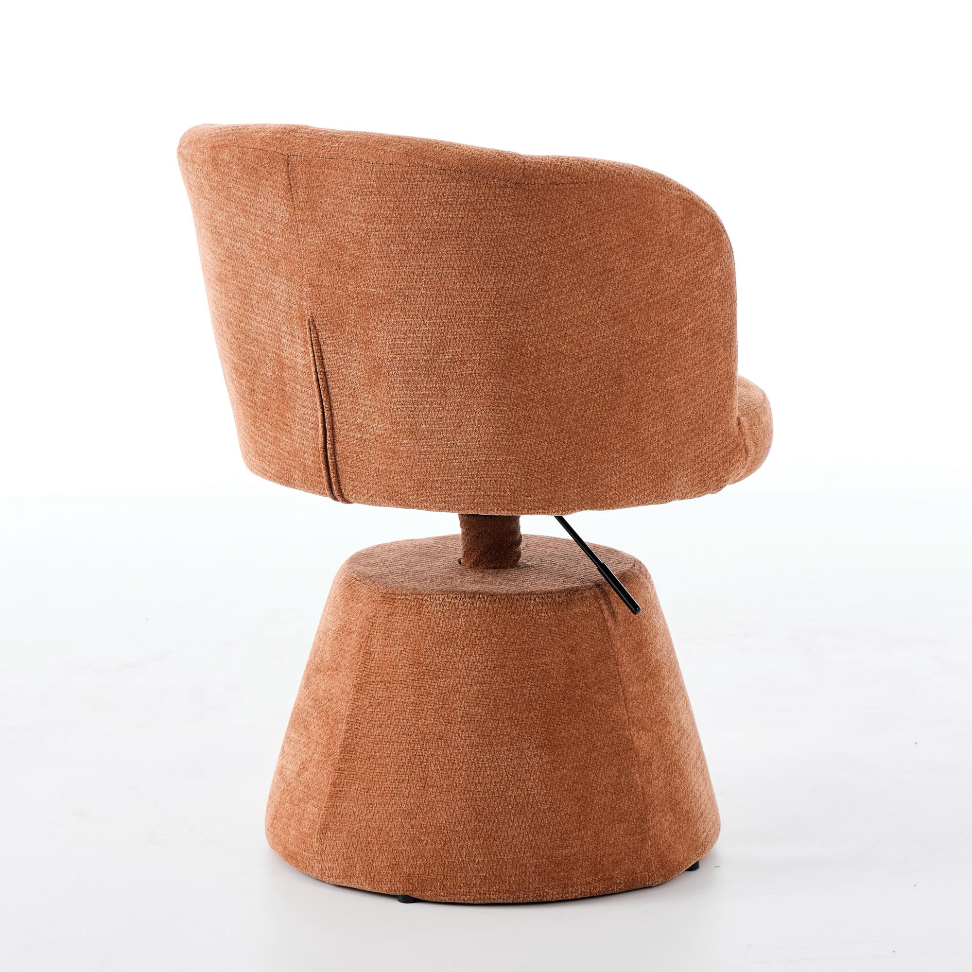 360-Degree Swivel Bar Stool with Adjustable Height and Chenille Fabric, Ergonomic Vanity Chair for Kitchen Island and Living Room, Terracotta