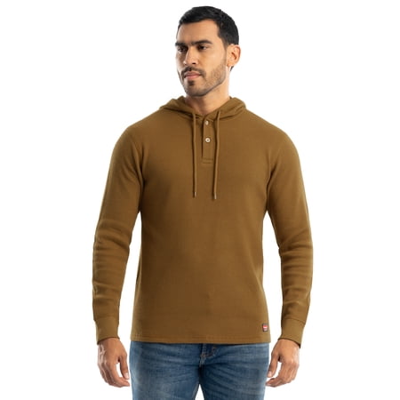 Wrangler Workwear Men's Thermal Waffle Knit Pullover Henley Hoodie, Size S-5XL