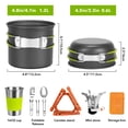 thumbnail image 2 of Rlrueyal Utensilios de cocina para acampar Estufa para mochileros Soporte para botes Trípode y taza para acampar de acero inoxidable, kit de cuchara y tenedor para caminatas y picnic, cocina para acam, 2 of 5