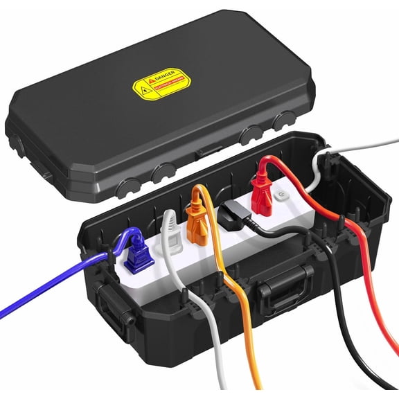 Medium Waterproof Electrical Connection Box (10.5*5.3*4 inch),Outdoor electrical box Extension Cord Box, IP54 Waterproof Protect Timer Outlet Plug, Extension Cables,Holiday Light Decoration