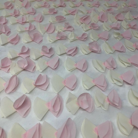 Blush Pastel Floral Bow-Tie 3D Embroidered Mesh