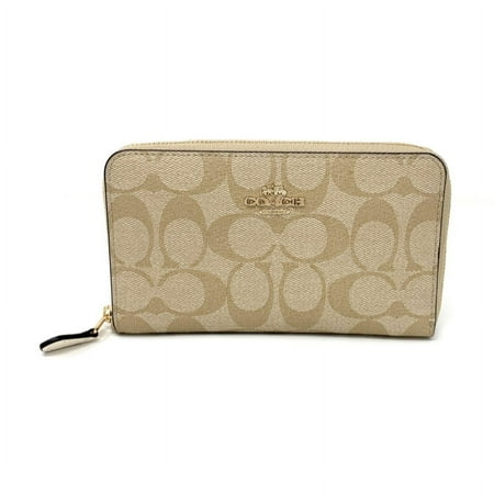 Coach Women's Medium Zip Around Wallet in Signature Canvas (Light Khaki/Chalk)