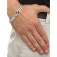 thumbnail image 3 of PalmBeach Jewelry Men's Diamond Accent Curb-Link Bracelet Yellow Gold-Plated or Platinum-Plated 8.5" or 9.5", 3 of 5