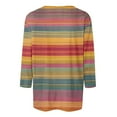 thumbnail image 4 of CYMMPU Loose Fit Crew Neck 3/4 Sleeve Striped Ombre Fall Trendy Shirts Blouses for Women Dressy Casual Spring Tunic Tops Dye Tie T-Shirts XXL, 4 of 5