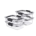 thumbnail image 1 of Rubbermaid 8-Piece Brilliance Glass Food Storage Containers with Lids for Lunch, Meal Prep, and Leftovers, Dishwasher and Oven Safe, Clear/Grey, 1 of 5