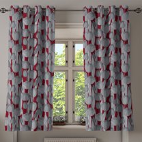 Ambesonne Grommet Curtain, , 50"x63", Burgundy and Grey