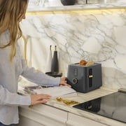 Thyme & Table 2-Slice Toaster, Extra-Wide Slots with Removable Crumb Tray, Slate Grey