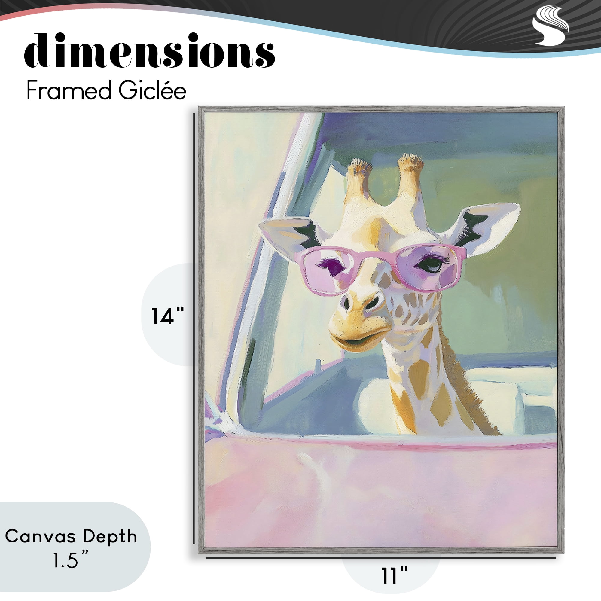 Stupell Industries Giraffe Car Ride Gray Framed Giclee Art, design by The Prints Vibe