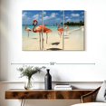 thumbnail image 3 of Elephant Stock Aruba Beach Pink Flamingos Wall Art - Horizontal Multi Panel Canvas - Living Room Wall Decor - Animal Multi Panel - Blue And Beige Decor - 38" x 24", 3 of 8