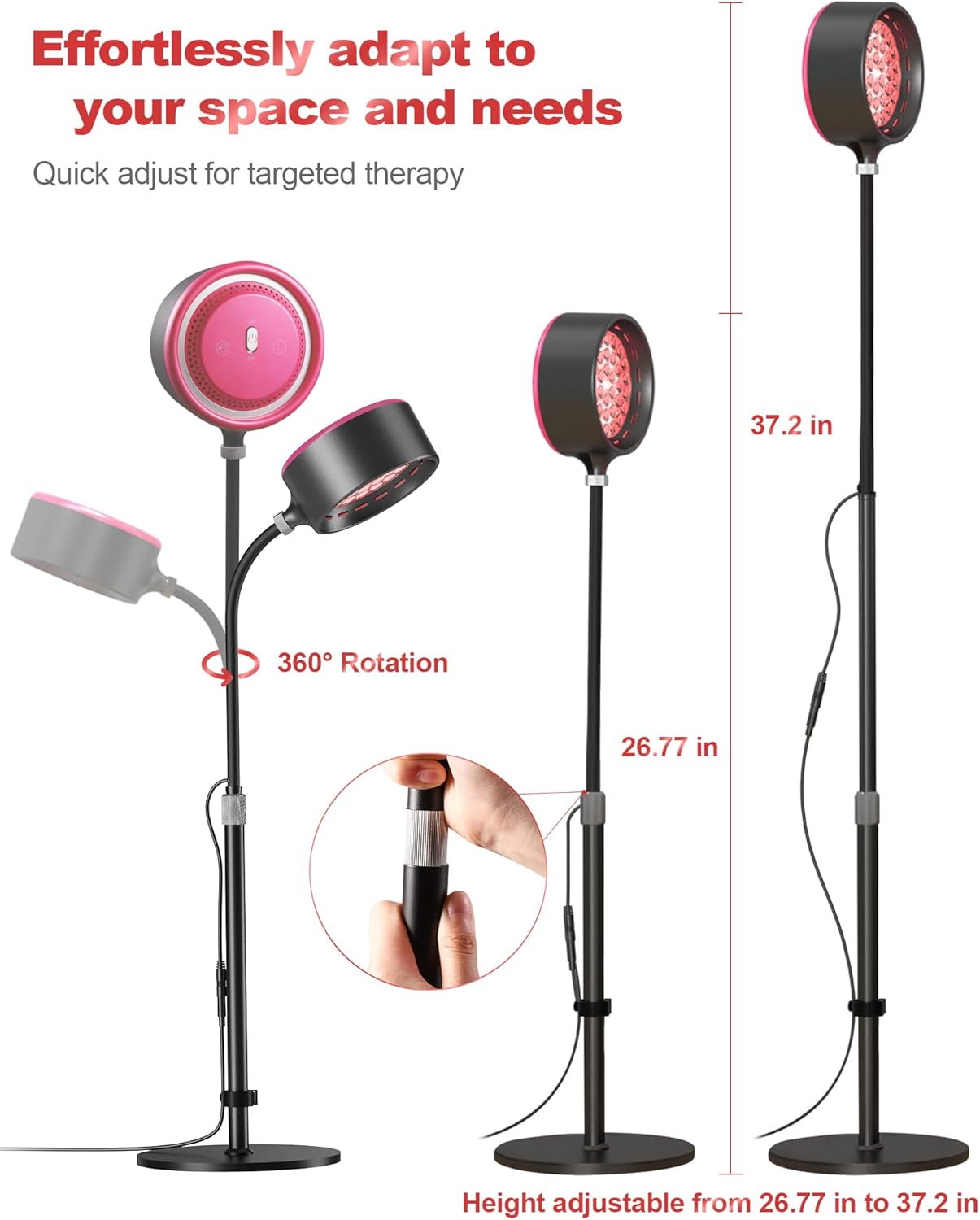 Infrared Light  for Face Dual-Mode 660nm & 850nm Near Infrared & Red Light Lamp for Skin Revitalization and Care with Adjustable Stand Remote & Touch Control Timer Eye Protection Glasses