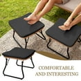 thumbnail image 5 of ﻿ Tappio Foldable Ottoman Stools Set of 2, All Weather Wicker Footstool with Cushion and Non-Slip Pads, Outdoor Seating Footrest for Bedroom, Living Room, Porch, Balcony, Black, 5 of 8