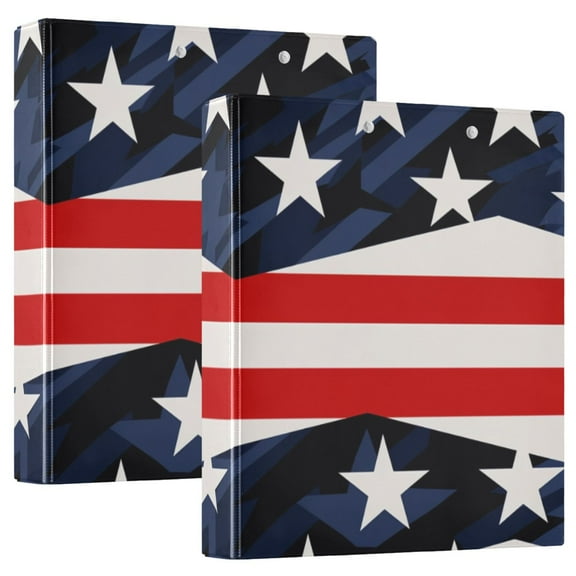 American Flag Star Hardcover 3 Ring Binder 1.5 inch Round Rings with Interior Pockets Binders Organizer Office School 1 Pack