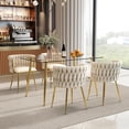 thumbnail image 7 of StnTalk 51" Minimalist Glass Dining Table, Modern Tempered Glass Top Kitchen Table with Gold Metal Legs, Space-Saving Desk for Small Spaces, Apartment & Home Office, 7 of 7