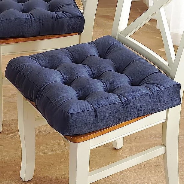Nvzi Square Seat Cushion,Soft Cozy Floor Pillow Thicken Velvet Chair Cushion Patio Chair Pad,Solid Seat Pad for Dining Chairs Office Chairs Hardwood Floors-Dark Blue 45x45cm(18x18inch)