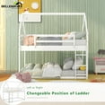 thumbnail image 3 of Bellemave Wooden House Bunk Bed, Twin Over Twin Low Bunk Bed with Ladder,  Floor Bunk Bed for Teen Bedroom (White), 3 of 10