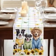 thumbnail image 3 of Table Runners 108 Inches Long Dress Scarves, Spring Dog Farmhouse Coffee/Dining/Kitchen Table Runner for Living Room, Sunflower Daisy Botanical Watercolor 13x108 Inch, 3 of 9
