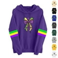 thumbnail image 2 of ClodeEU Women Mardi Gras Sweatshirt ,With Hoodeid , Carnival Outfit Patch Pullover Tops Fat Tuesday Gift Sweatshirt E-Beige,Womens Plus XS, 2 of 7