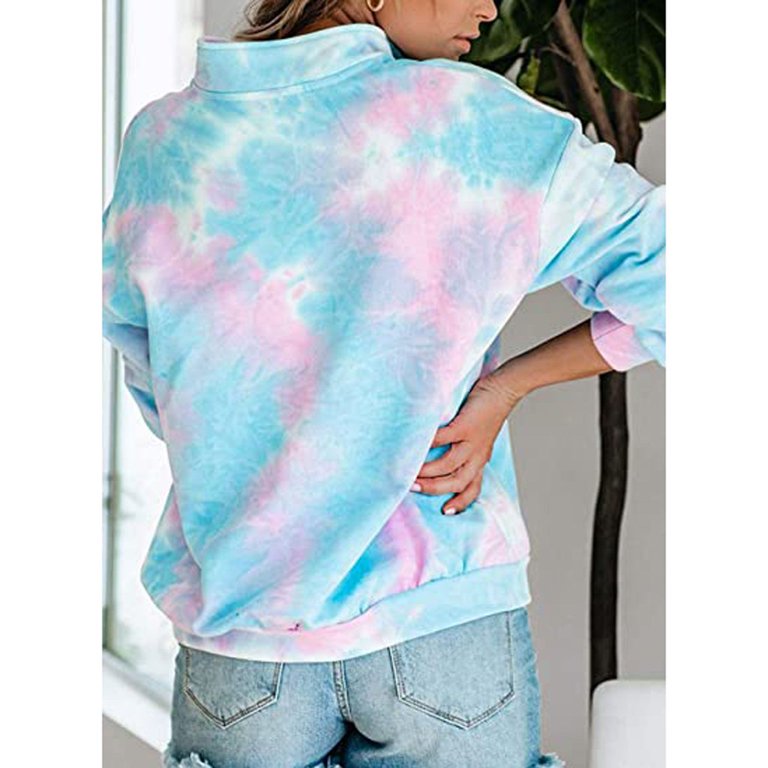 Fesfesfes Women Hooded Tie-dye Printed  Sweatshirt Long