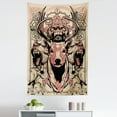 thumbnail image 1 of Antler Tapestry, Modern Illustration of Skull and Wolves with Floral Design Majestic Antler, Fabric Wall Hanging Decor for Bedroom Living Room Dorm, 5 Sizes, Black Beige Pink, by Ambesonne, 1 of 1