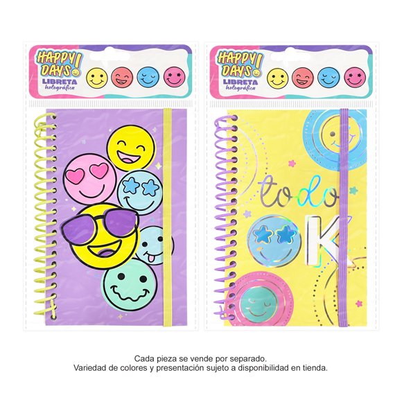 Libreta Prichos Happy Days! de Cartón Papel Plástico y Elástico Varios Modelos 1 Pieza