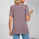 thumbnail image 5 of Slatcetga Camiseta de manga abombada para mujer, blusa holgada informal elegante de Color puro, Top de manga corta para trabajo de oficina, Color Taro XL, 5 of 8