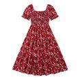 thumbnail image 7 of NTACZA Summer Dresses for Women 2026 Sundress Tiered Hem Casual Daisy Floral Maxi Short Sleeve Square Neckline Ruched Waist A-Line Beach Size M, 7 of 7
