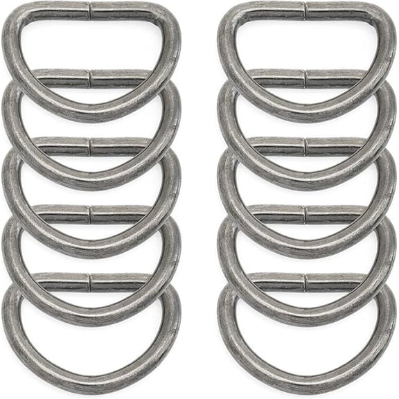 100 Pack 1 Inch Metal D-Rings Non Welded Dee Ring for Bag Belt Lanyard DIY Craft Accessories (Gunmetal)
